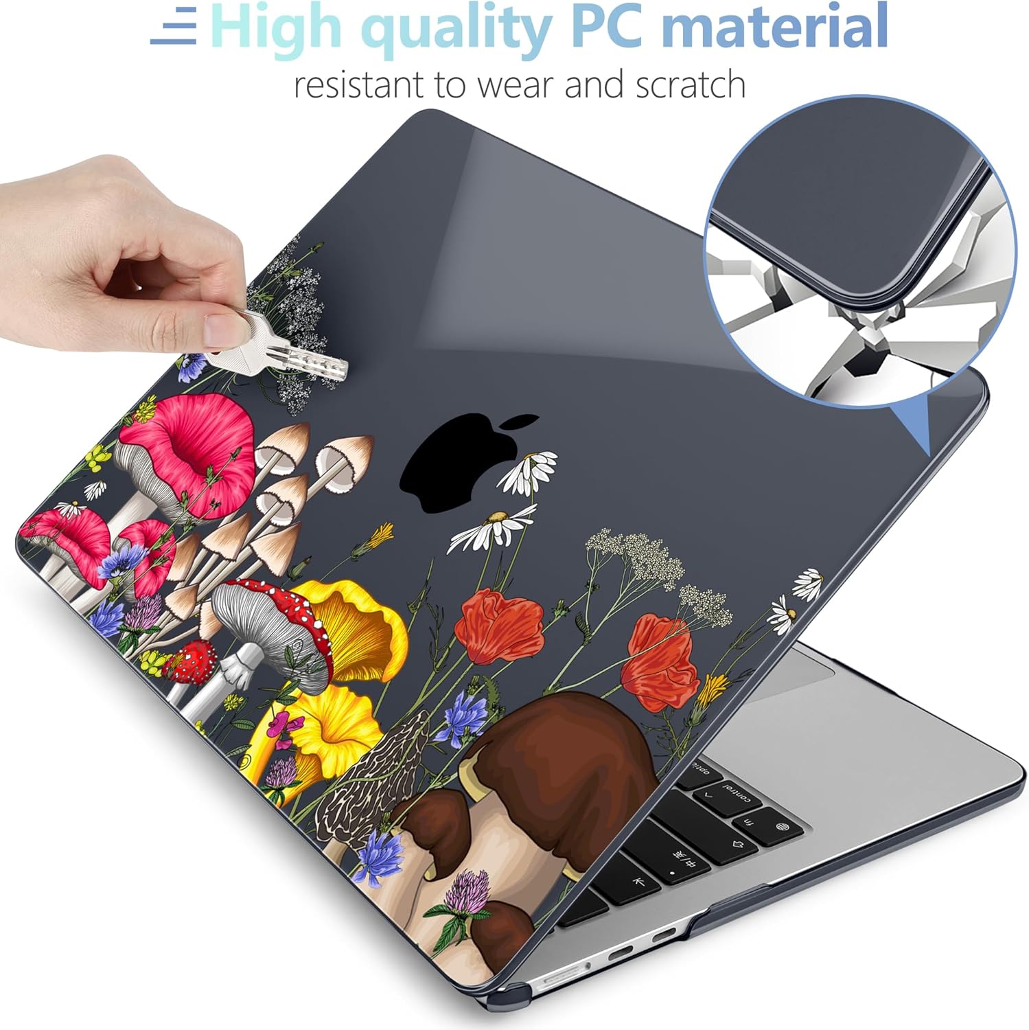 MEEgoodo for M4/M3/M2 MacBook Air 15.3 inch Case 2025 2024 2023, Case Fit Model (A3241/A3114/A2941) for MacBook Air 15 inch, Laptop Hard Shell with Keyboard Cover, Forest of Mushrooms