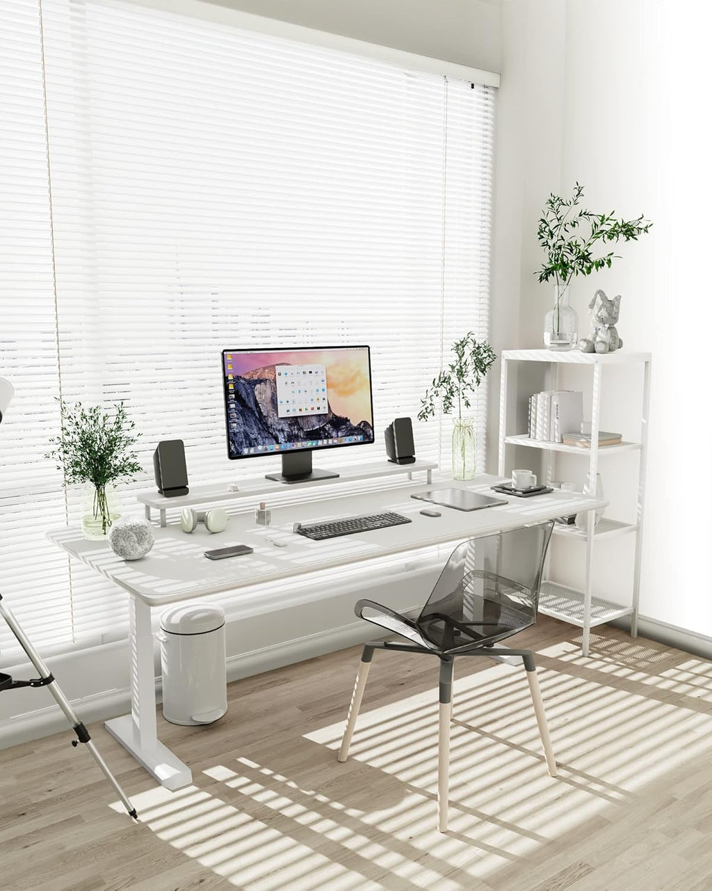 YSAGi Non-Slip Leather Desk Pad XL Size, Waterproof Laptop Computer Desk Keyboard Mat, Table Protector Blotter Mat, Large Mouse Pad for Office/Work/Home/Decor(White, 47.2" x 23.6")-No Band