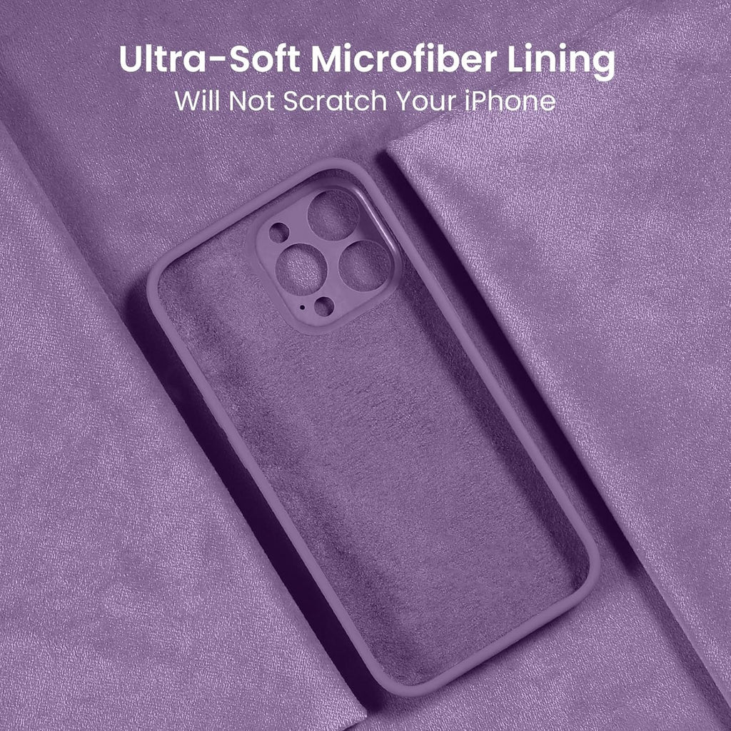 FireNova Designed for iPhone 15 Pro Max Case, Silicone Upgraded [Camera Protection] Phone Case with [2 Screen Protectors], Soft Anti-Scratch Microfiber Lining Inside, 6.7 inch, Light Purple