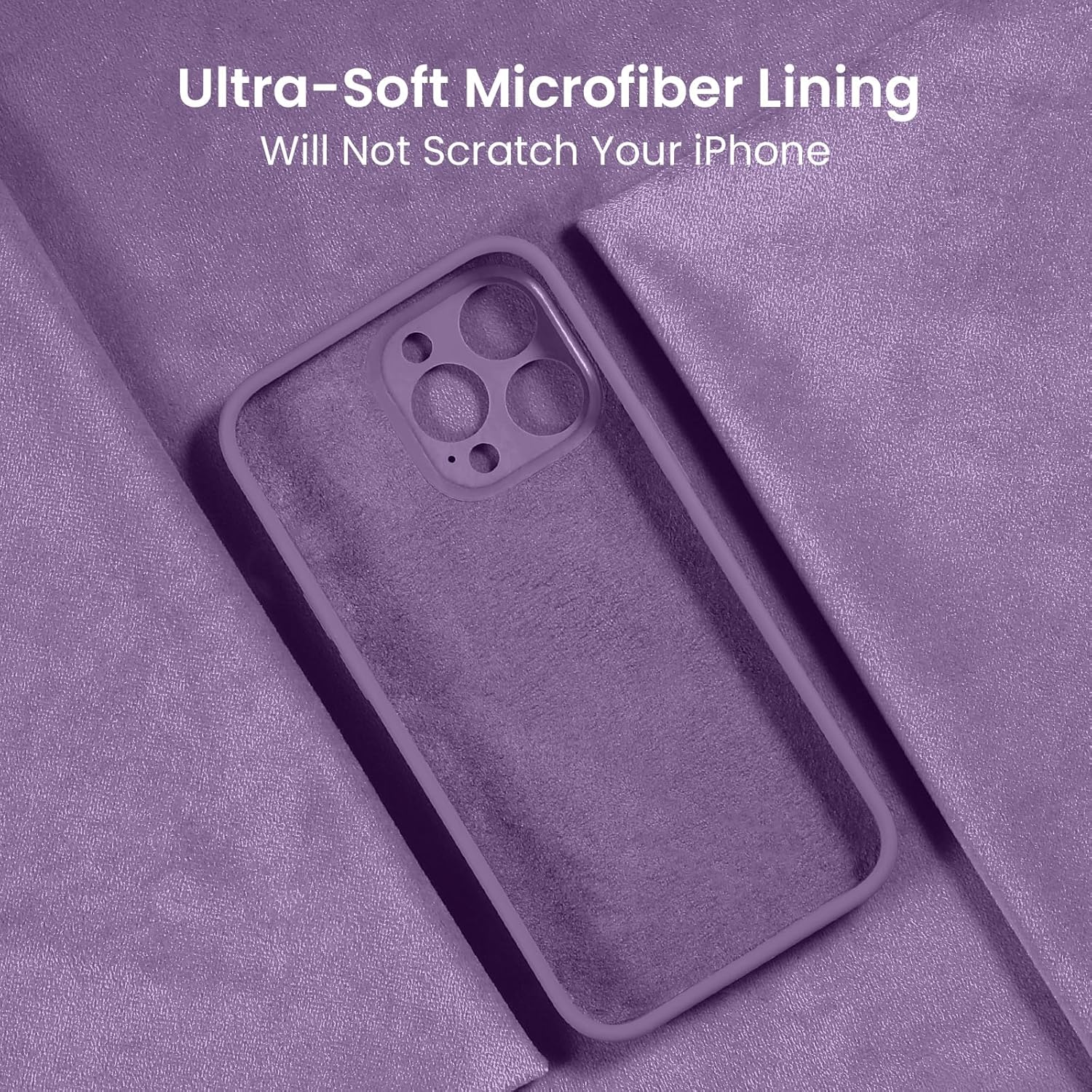 FireNova Designed for iPhone 15 Pro Max Case, Silicone Upgraded [Camera Protection] Phone Case with [2 Screen Protectors], Soft Anti-Scratch Microfiber Lining Inside, 6.7 inch, Light Purple