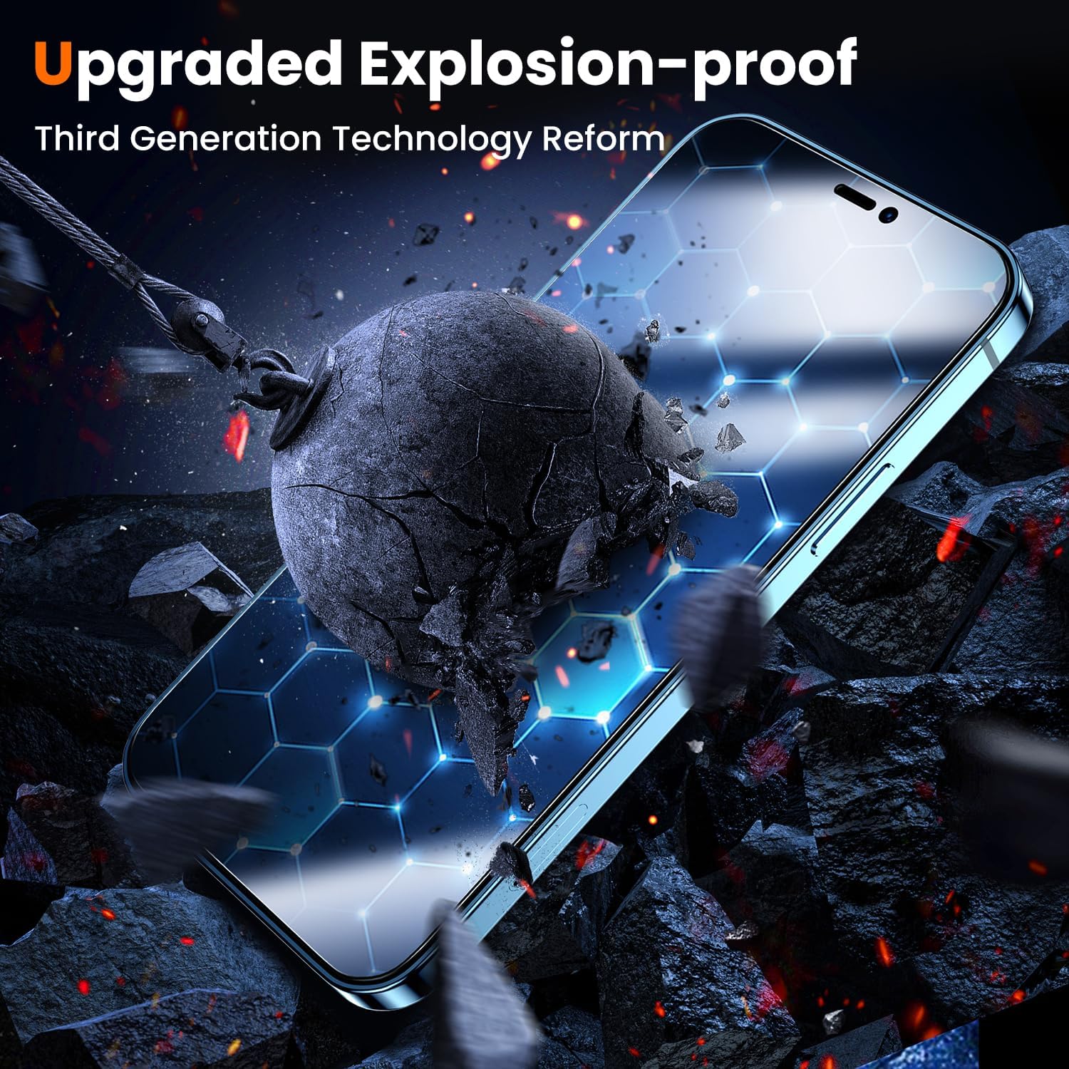 UniqueMe for iPhone 12 / iPhone 12 Pro Privacy Screen Protector - [Military Grade Shatterproof & 9H+ Hardness] Screen Protector 12 Pro Tempered Glass Full Coverage Protection, Easy to install, 2 Packs