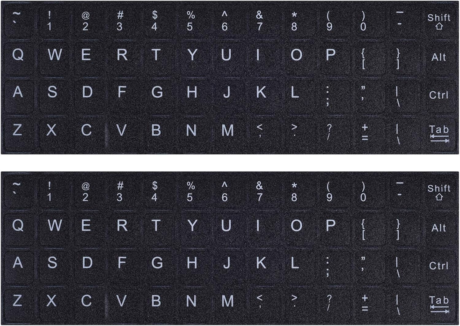 English Keyboard Stickers, 2 Pack Replacement Keyboard Letters Sticker with White Font on Black Background Universal for Computer Laptop Desktop, Matte Alphabet Stickers