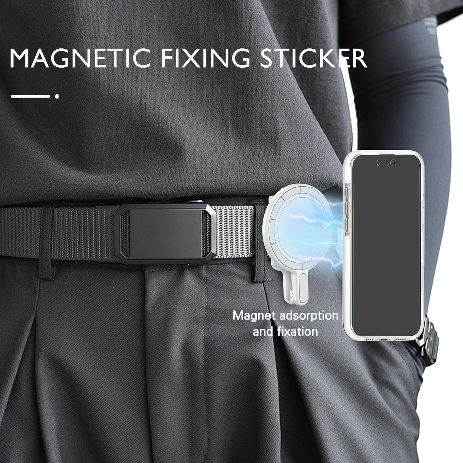 BAISRKE Magnetic Belt Clip Phone Holder, Strong Magnetic Waist Clip Compatible with Phone Cases, Portable & Versatile Accessory for Travel & Outdoor Use - White