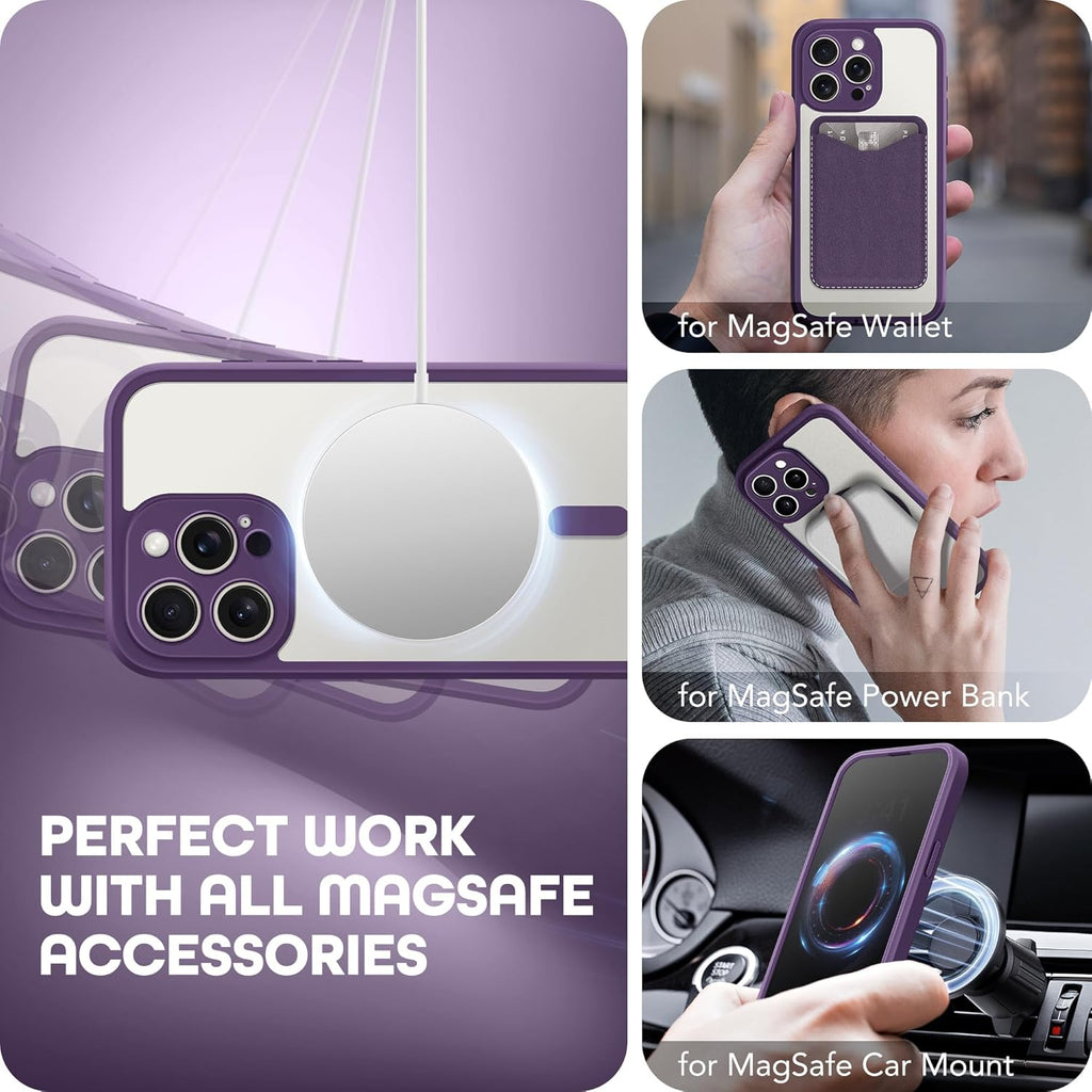 Magnetic for iPhone 15 Pro Case, Compatible with MagSafe, Built-in Privacy Screen Protector and Camera Protection, Anti Spy Full Body Dustproof Shockproof Hard Phone Case 6.1", Purple