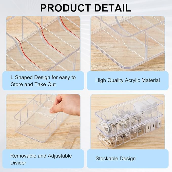Tatuo 2 Pcs Cord Organizer for Drawer Desktop, Cable Organizer Box - Image 3