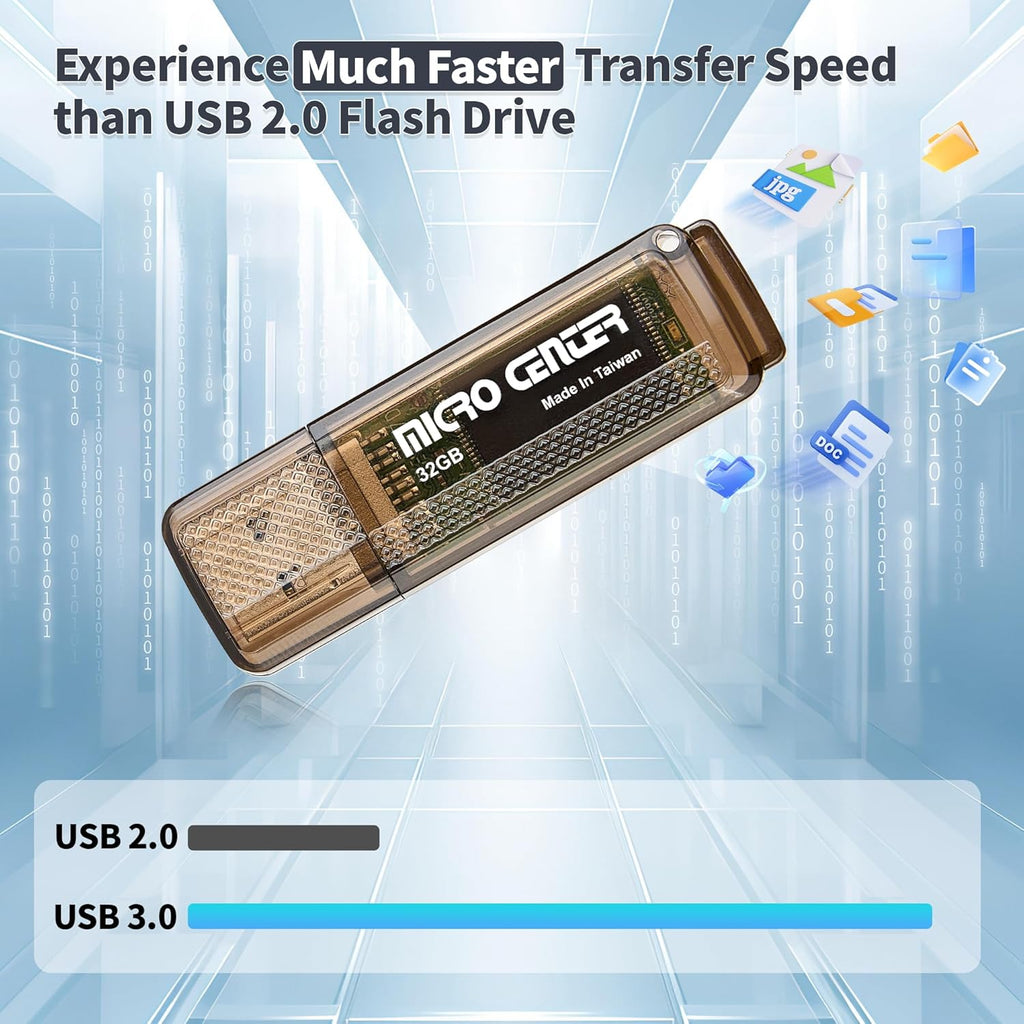 INLAND Micro Center Super Speed 20 Pack 32GB USB 3.0 Flash Drive Memory Stick Thumb Drive Data Storage Jump Drive Bulk, Much Faster Than USB2.0 Flash Drive, Brown