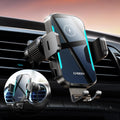 CHGeek Wireless Car Charger, 15W Fast Charging Car Phone Holder Charger Auto-Clamping Air Vent Car Phone Mount with Blue LED Backlit for iPhone 16 15 14 13 12, Samsung S24 S23 S22, etc
