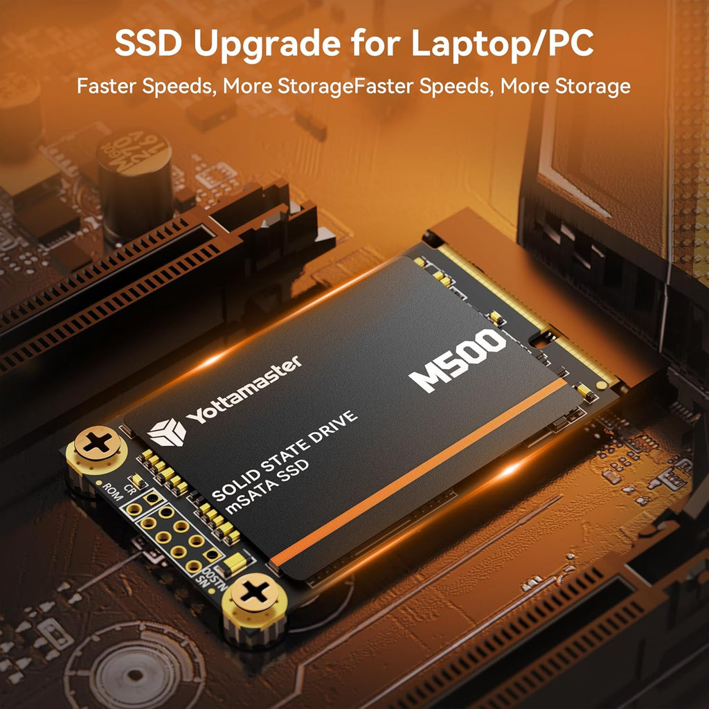 Yottamaster M500 512GB mSATA SSD SATA III 6Gb/s, mSATA Internal Solid State Drive Up to 500MB/s, Mini-SATA with 3D NAND, Compatible with Ultrabooks Desktop PC Laptop, All-in-One PCs, 30x50mm