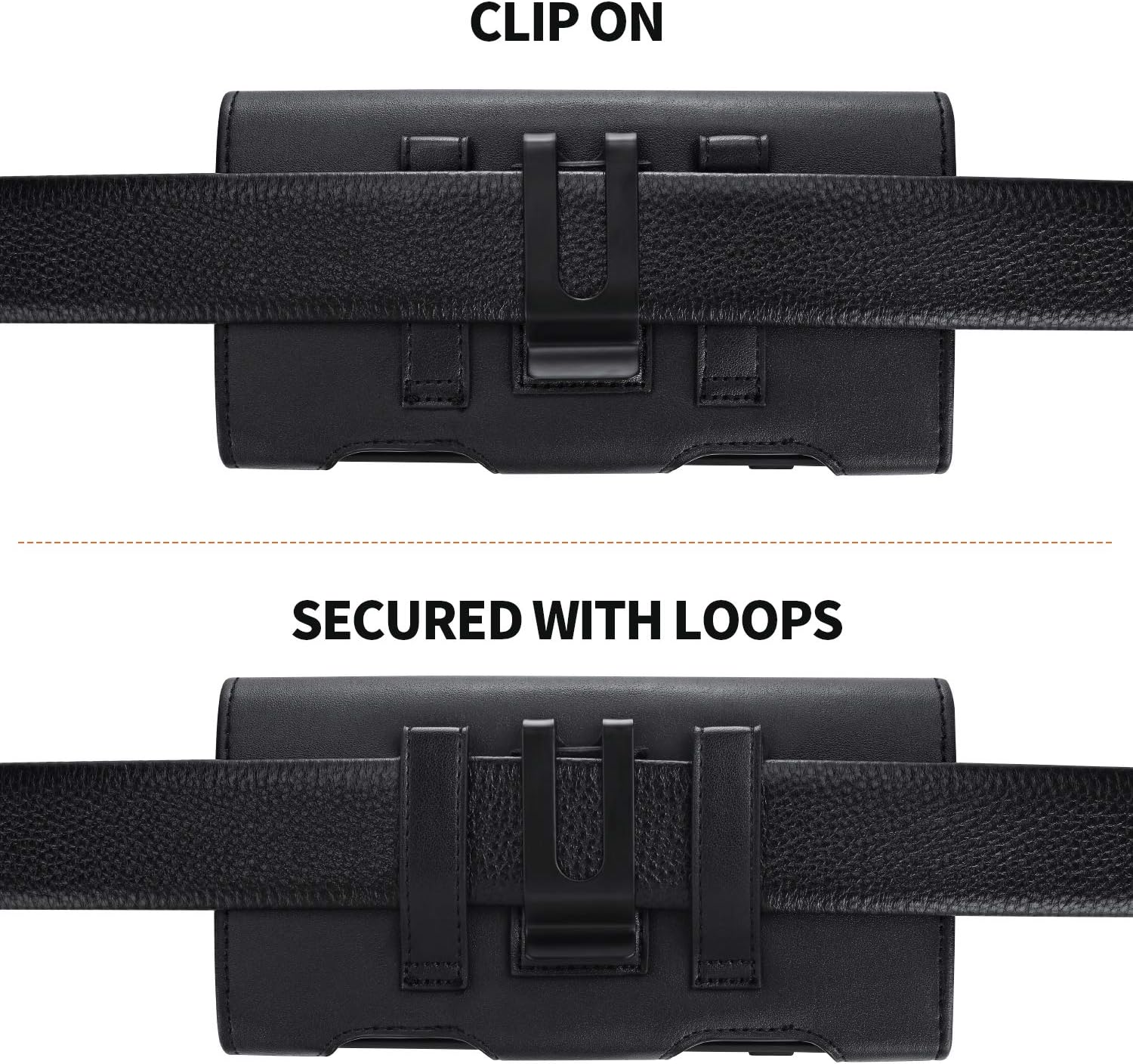 BECPLT for Galaxy S25 Ultra S24 Ultra S23 Ultra S22 Ultra 5G Note 20 Ultra 5G Note 10+ Plus 5G Holster Black Leather Carrying Cell Phone Holder Belt Clip Holster Case Pouch for Galaxy A14 5G S21 Ultra