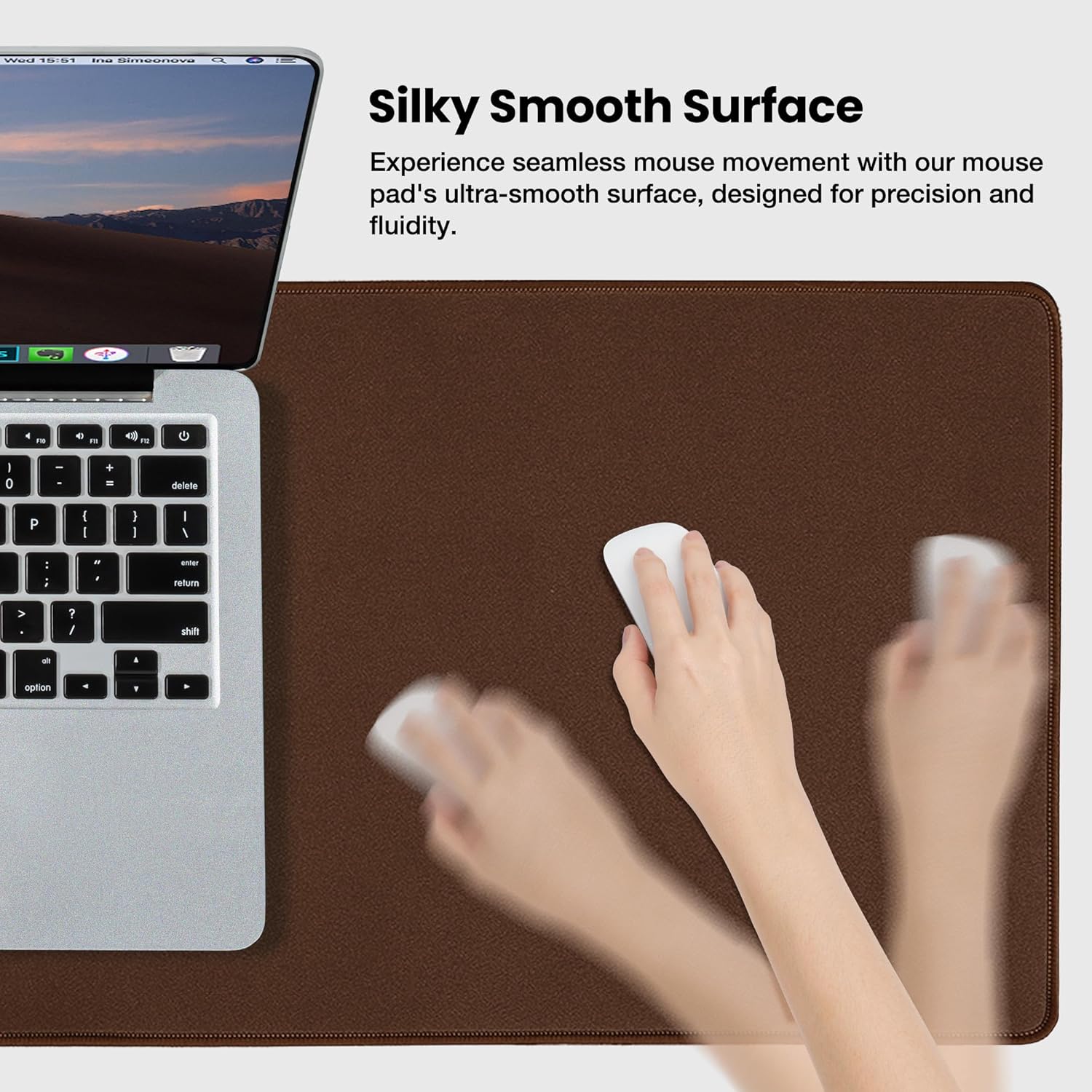 ALOANES Waterproof Mouse Pad with Durable Stitched Edge, XL Gaming Keyboard Pad, Non-Slip Rubber Base Mouse Mat, Extended Desk pad for Gamer, Office & Home, Brown Mousepad 31.5''x 11.8''x 0.12''