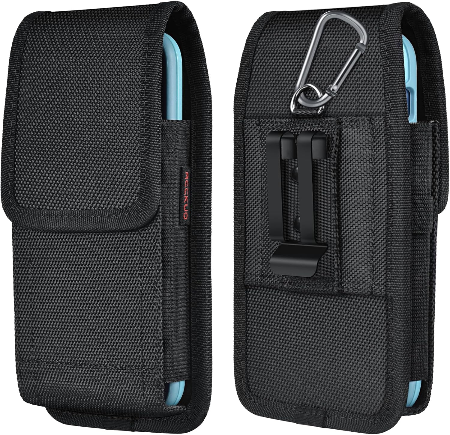 Phone Holster for Belt with Metal Clip and Magnetic Closure Compatible with iPhone 16/15/14/13/12 Pro and Non-Pro, Galaxy S25 S24 S23 S22 for Everyday Protection, M-Black