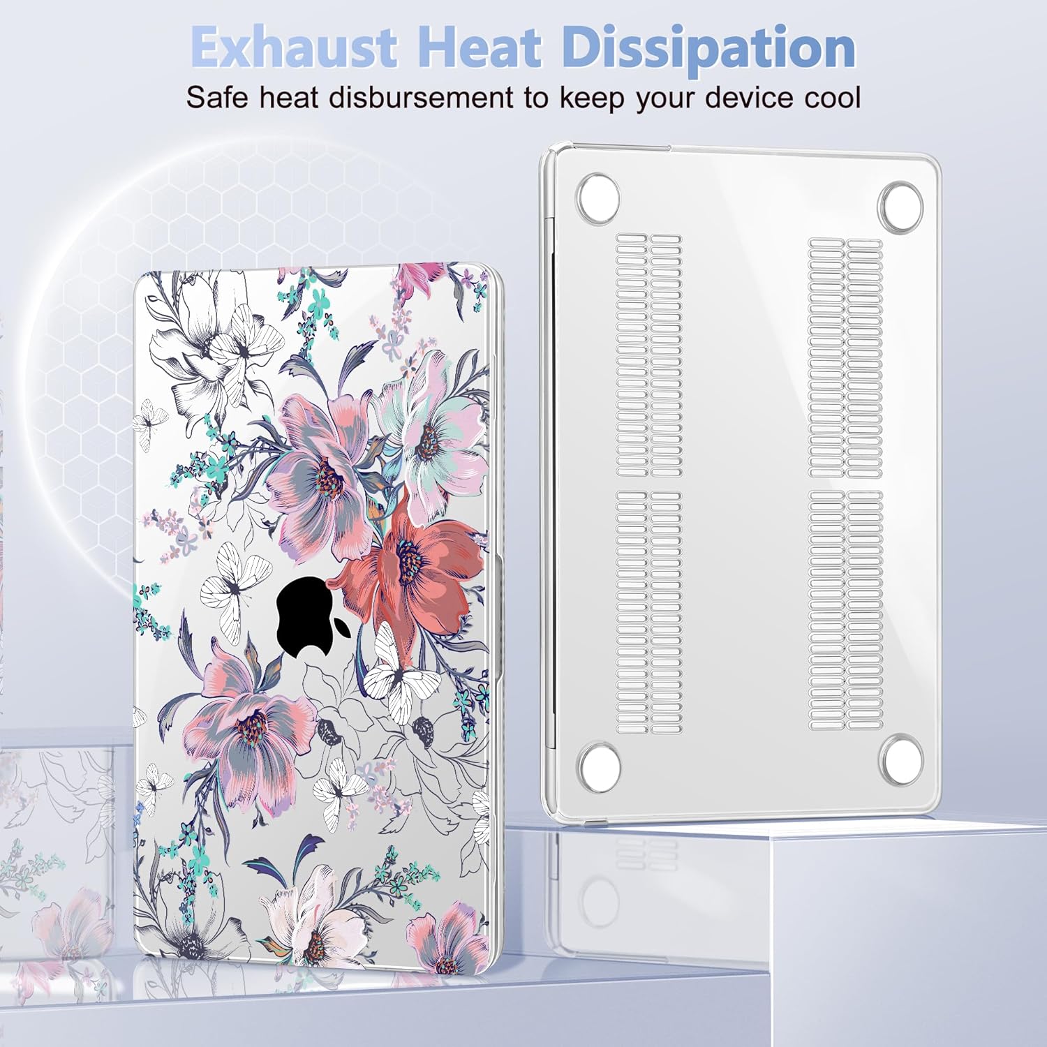Case for MacBook Air 15 Inch 2025 2024 2023 Release M4 A3241 M3 A3114 M2 A2941, Hard Shell with Screen Protector & Keyboard Cover, Compatible with Touch ID, Floral C319