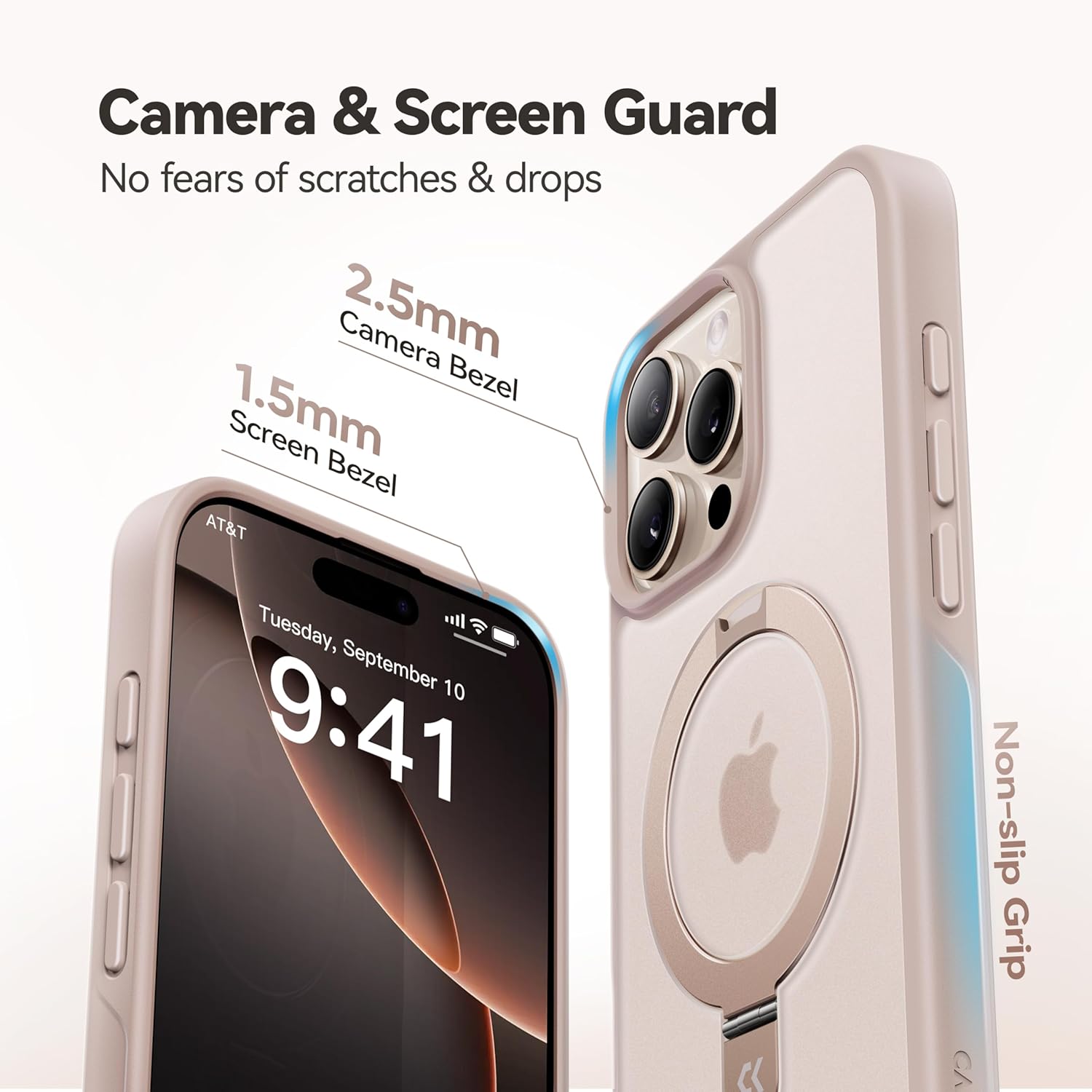 CASEKOO Designed for iPhone 16 Pro Max Case with Magnetic Invisible Stand [Military Drop Protection] [Compatible with MagSafe] Shockproof Slim Translucent Matte Promax Case 6.9 Inch, Desert Gold