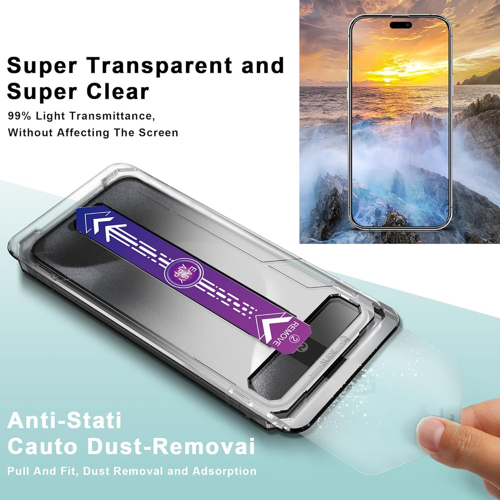 2 Pack Screen Protector Tempered Glass for iPhone 16 Pro Max 6.9-Inch Auto Dust Removal, No Bubbles, High Definition Clear, Easy Installation