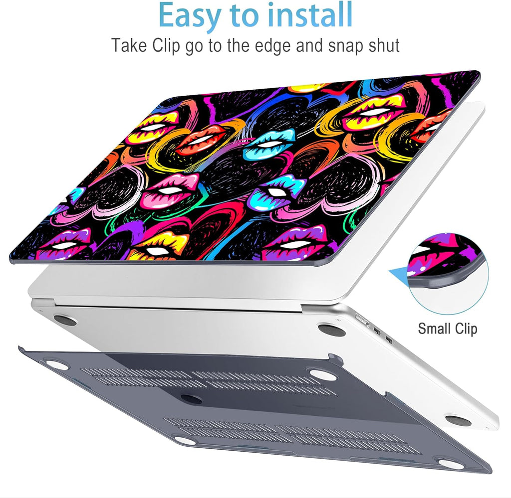 Mektron for 2025 M4 MacBook Air 13.6 Inch A3240 Case Fits 2023 A2681 M2 2024 A3113 M3 Chip with Liquid Retina Display Touch ID, Printed Plastic Hard Shell Cover for MacBook Air 13.6", Colorful Lips