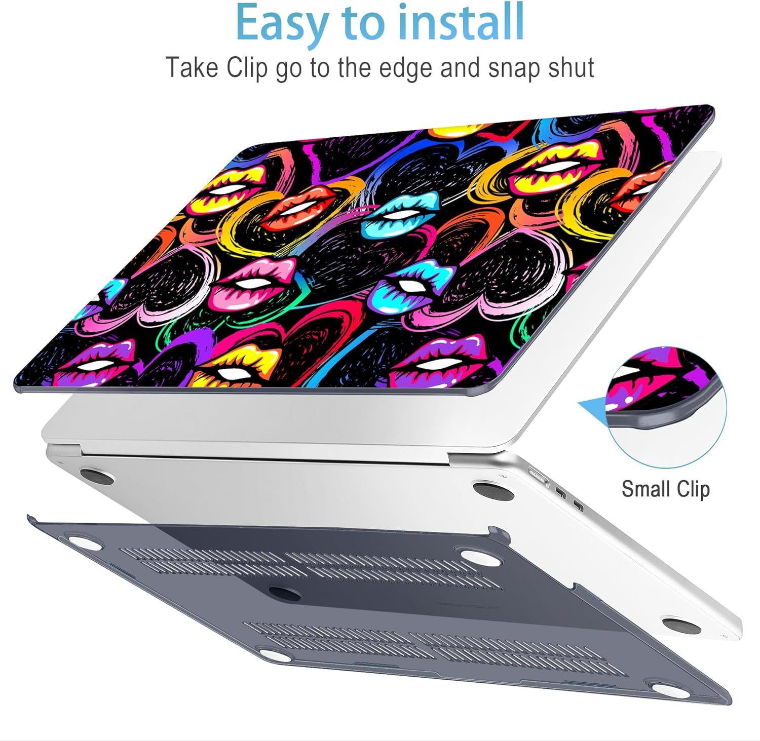 Mektron for 2025 M4 MacBook Air 13.6 Inch A3240 Case Fits 2023 A2681 M2 2024 A3113 M3 Chip with Liquid Retina Display Touch ID, Printed Plastic Hard Shell Cover for MacBook Air 13.6", Colorful Lips