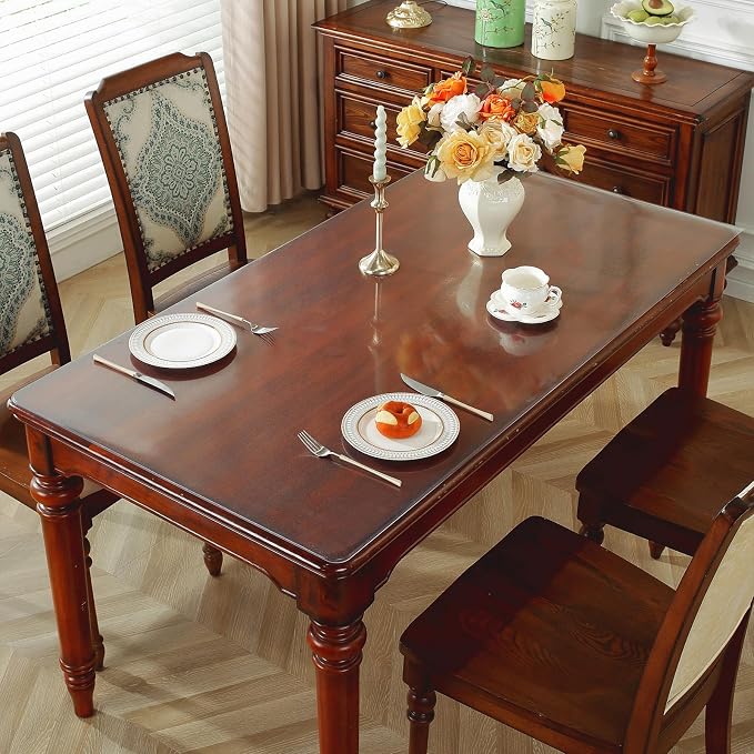 OstepDecor 24 x 72 Inch Frosted Table Cover Protector, 2mm Thick Clear Plastic - Image 2