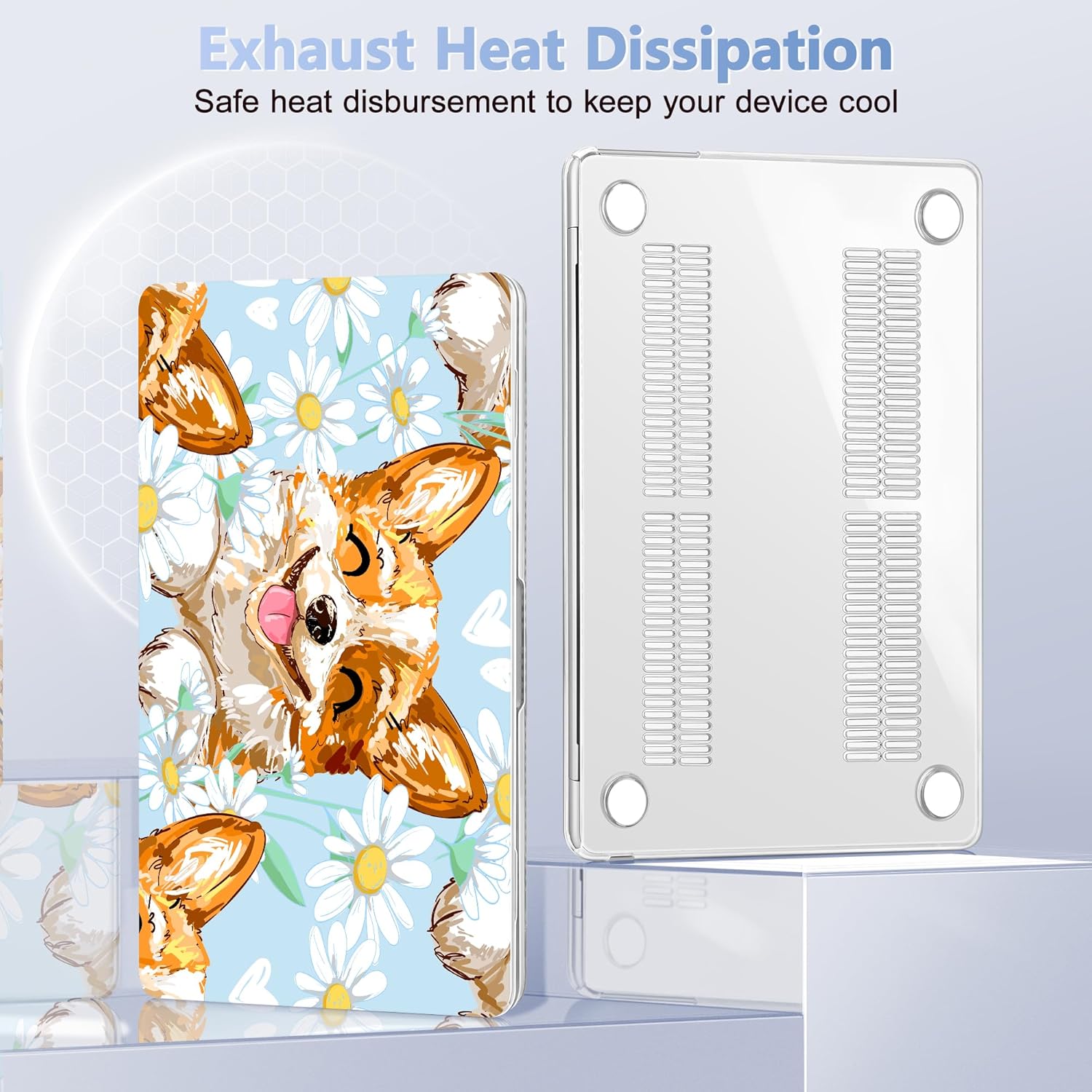 Case for MacBook Air 15 Inch 2025 2024 2023 Release M4 A3241 M3 A3114 M2 A2941, Hard Shell with Screen Protector & Keyboard Cover, Compatible with Touch ID, Cute Corgi Dog
