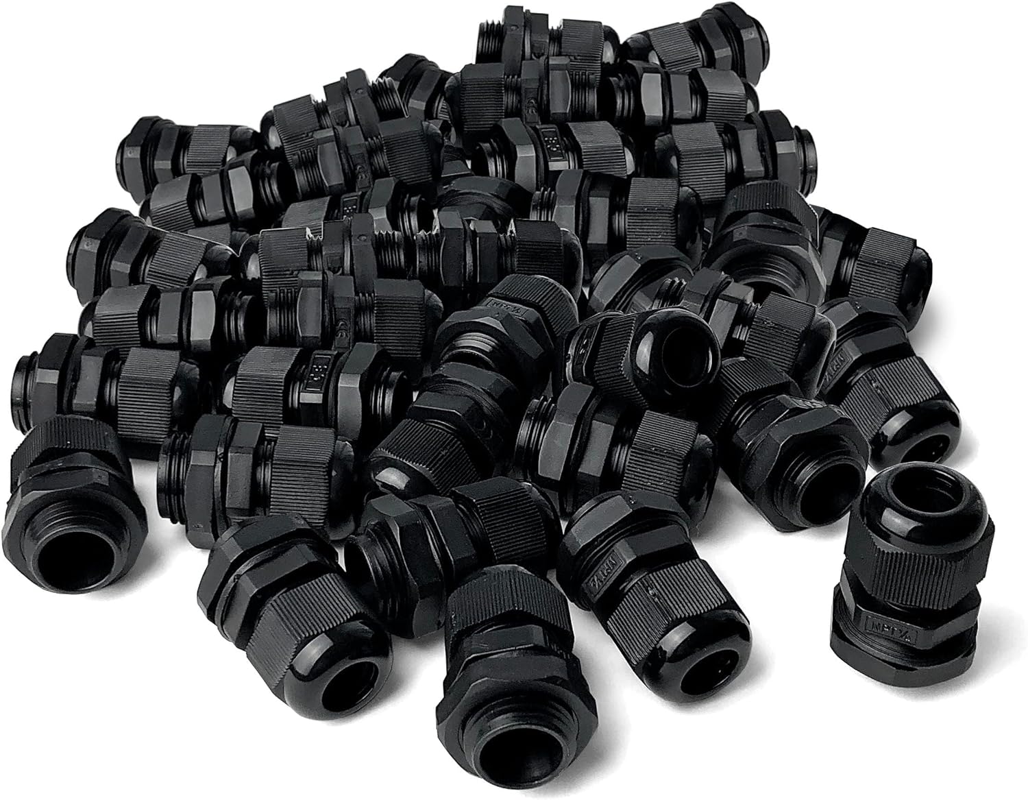 MGI SpeedWare 1/2" NPT Strain Relief Nylon Cord Grip Cable Glands, Black Plastic Grommet 5-Pack