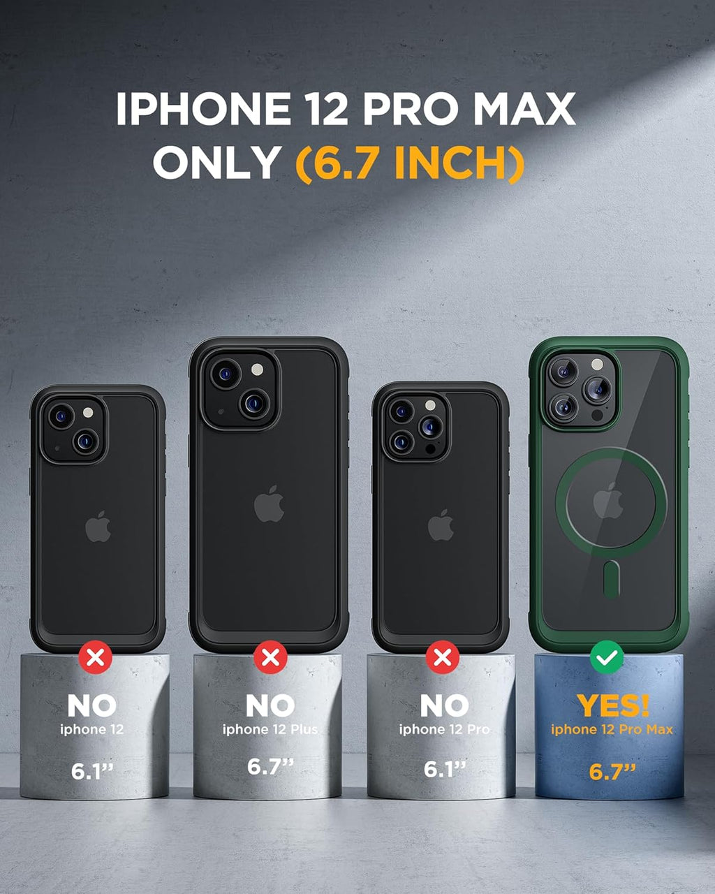 Miracase Magnetic for iPhone 12 Pro Max Case [Compatible with MagSafe] Full-Body Phone case with Built-in Glass Screen Protector& Camera Protector, Military Drop Proof 12 Pro Max Cover, Green
