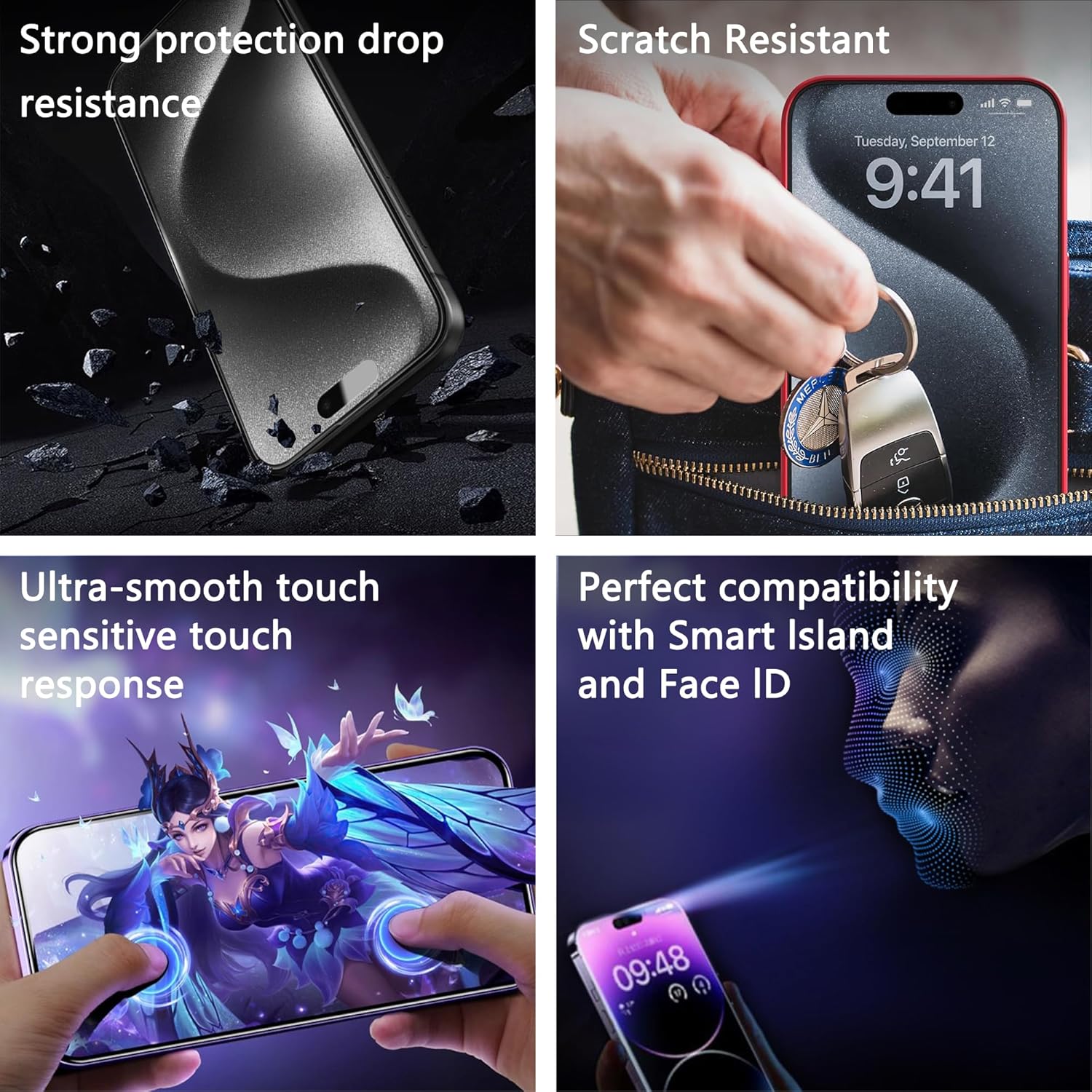 2 Pack Matte Screen Protector for iPhone 12 Pro/iPhone 12, 9H Tempered Glass, Full Coverage, Anti-Fingerprint, Auto Dust-Elimination, No Bubble, Easy Installation
