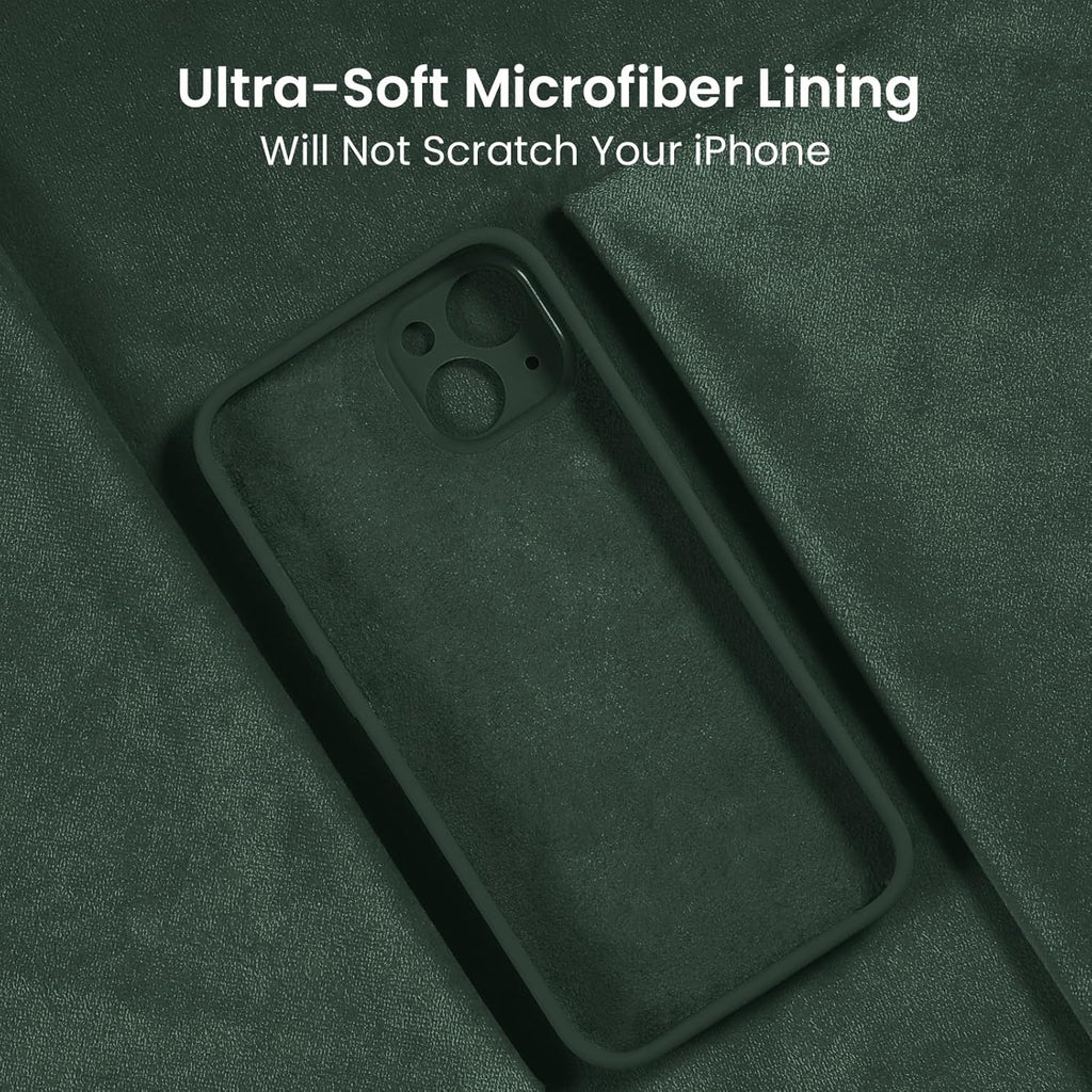 FireNova Designed for iPhone 15 Plus Case, Silicone [Camera Protection] Case with [2 Screen Protectors], Soft Anti-Scratch Microfiber Lining Inside, 6.7 inch, Alpine Green