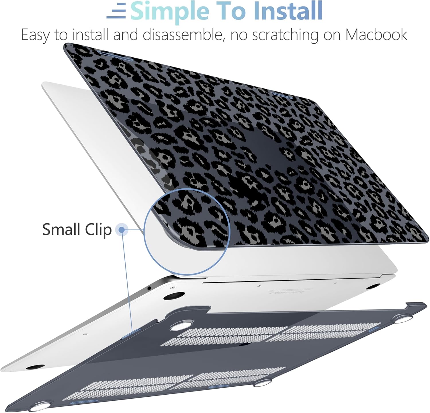 MEEgoodo for MacBook Air 13.3 inch Case 2021 2020 2019 2018 A2337 M1 A2179 A1932, Laptop Shell for MacBook Air M1 with Keyboard Webcam Cover & Trackpad Film & Type C Adapter,Snow Leopard Texture