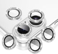 AGVEE 3+3 6 Pack for iPhone 16 6.1" / 16 Plus 6.7" Camera Lens Cover Protector, Bling Diamond & Bling Glitter Metal Ring 9H Tempered HD Glass Camera Cover Protector Film, Bling-Silver