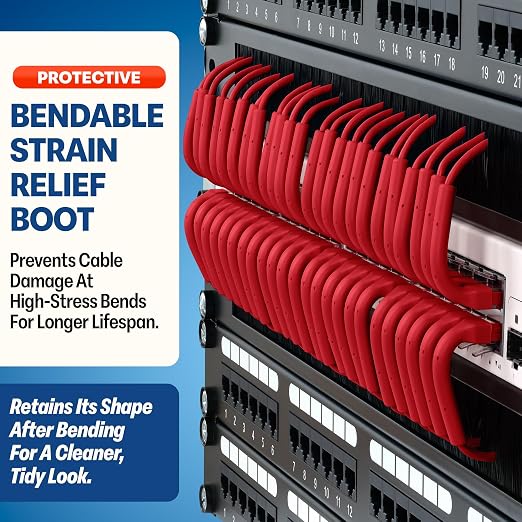 Everest Ultra Slim Cat6a Ethernet Patch Cables 6ft Red - Image 3