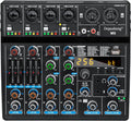 Depusheng M6 Portable Mini Mixer 6-Channel Audio Mixer DJ Console with Sound Card, Bluetooth Function, USB, 48V Phantom Power for PC Recording Webcast Party with 256 DSP