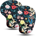 JIKIOU Mouse Pad, 2 Pack Ergonomic Mouse Pads with Comfortable Gel Wrist Rest Support and Smooth Cloth, Non-Slip PU Base for Easy Typing Pain Relief Durable and Easy to Clean Small Black Flowers