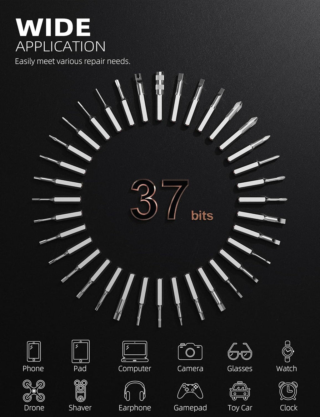 iFu Mini Electric Screwdriver, 42 in 1 Precision Screwdriver Set – Small Cordless Power Screwdriver with LED Light & 37 Magnetic Bits, Repair Tool for Phone Laptop Camera Watch Computer