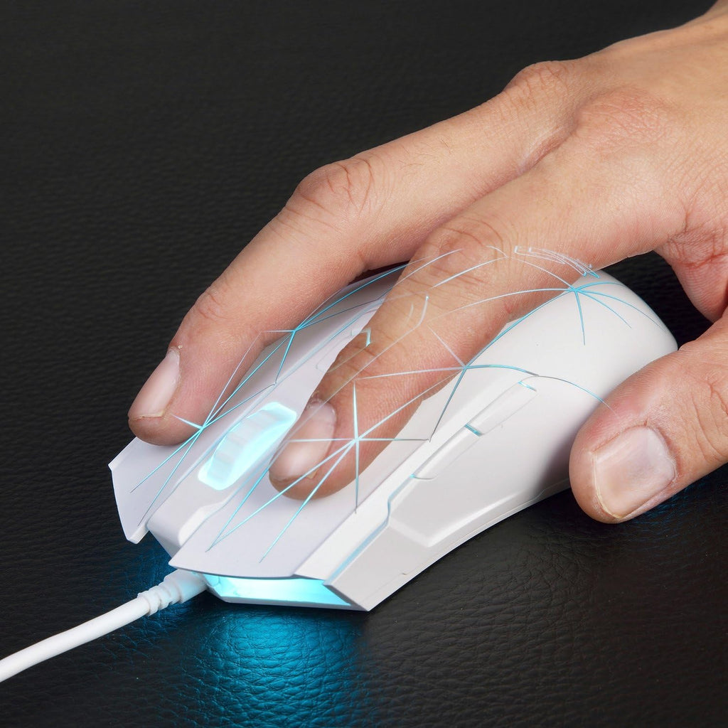 FIRSTBLOOD ONLY GAME. AJ52 Watcher RGB Gaming Mouse, Programmable 7 Buttons, Ergonomic LED Backlit USB Gamer Mice Computer Laptop PC, for Windows Mac Linux OS, Star White