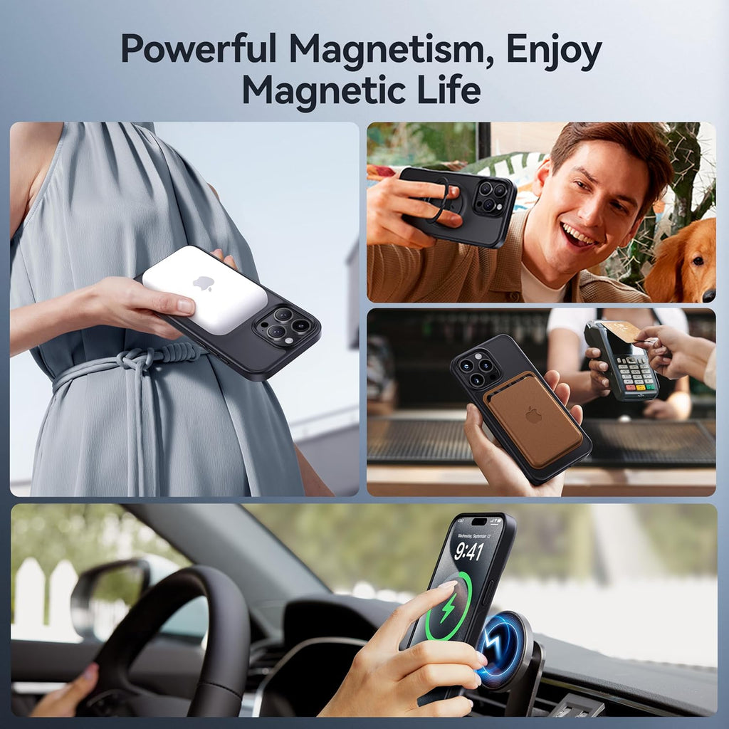 CASEKOO Designed for iPhone 16 Pro Max Case with Magnetic Invisible Stand [Military Drop Protection] [Compatible with MagSafe] Shockproof Slim Translucent Matte Promax Case 6.9 Inch, Black