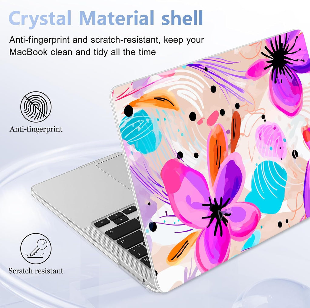 Case for MacBook Pro 13 inch with/Without Touch Bar (2016-2022, M2 A2338 M1 A2289 A2251 A2159 A1989 A1706 A1708), Hard Shell + Keyboard Cover + Dust Plug, Trendy Floral
