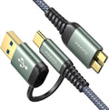 AINOPE 10Gbps Micro B to USB C External Hard Drive Cable 1.5FT, Nylon Braided External Hard Drive Cord Compatible with MacBook Pro/Air, Tablet/iPad, WD Seagate Toshiba Westgate, Samsung Galaxy S25