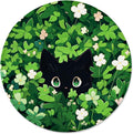 ITNRSIIET Round Mouse Pad with Stitched Edge Premium-Textured Waterproof Non-Slip Rubber Base Desktop Protection Mat Diameter 8.7 inches, Green Leave Cat