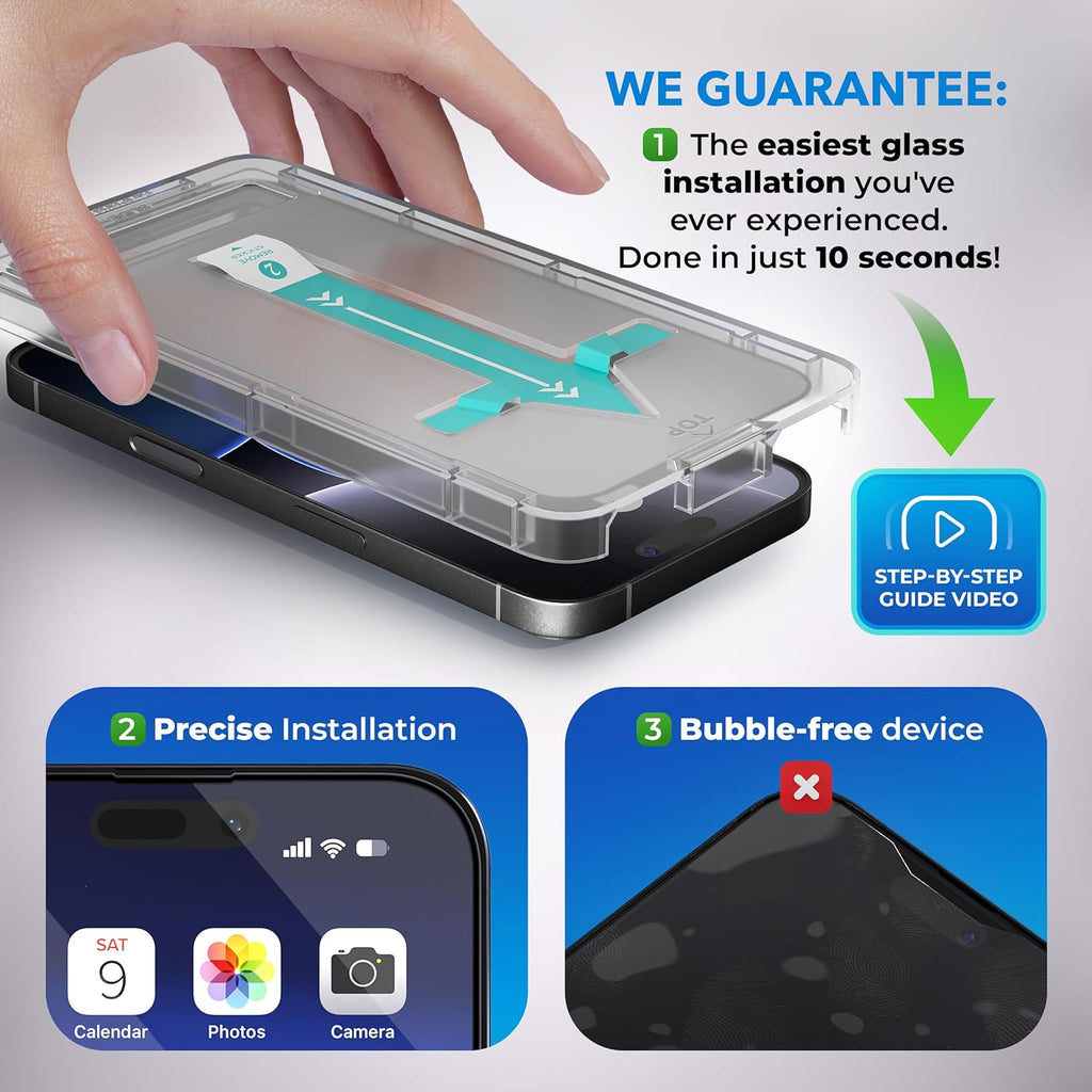 Deppa |2 Pack| Anti-Blue Light Screen Protector for iPhone 15 Pro Max (6.7') | Scratch Resistant Tempered Glass | 3D Edge to Edge Coverage | Easy Installation Kit | Eye Safeguard TÜV Certified