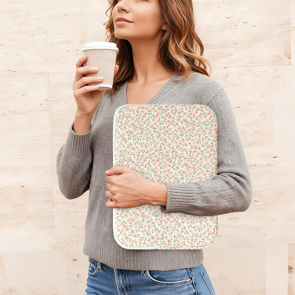 Puffy Laptop Sleeve 13-15.6 Inch Cute Quilted Laptop Protective Case Padded Floral Computer Sleeve for MacBook (B-Pink, 15 Inch)