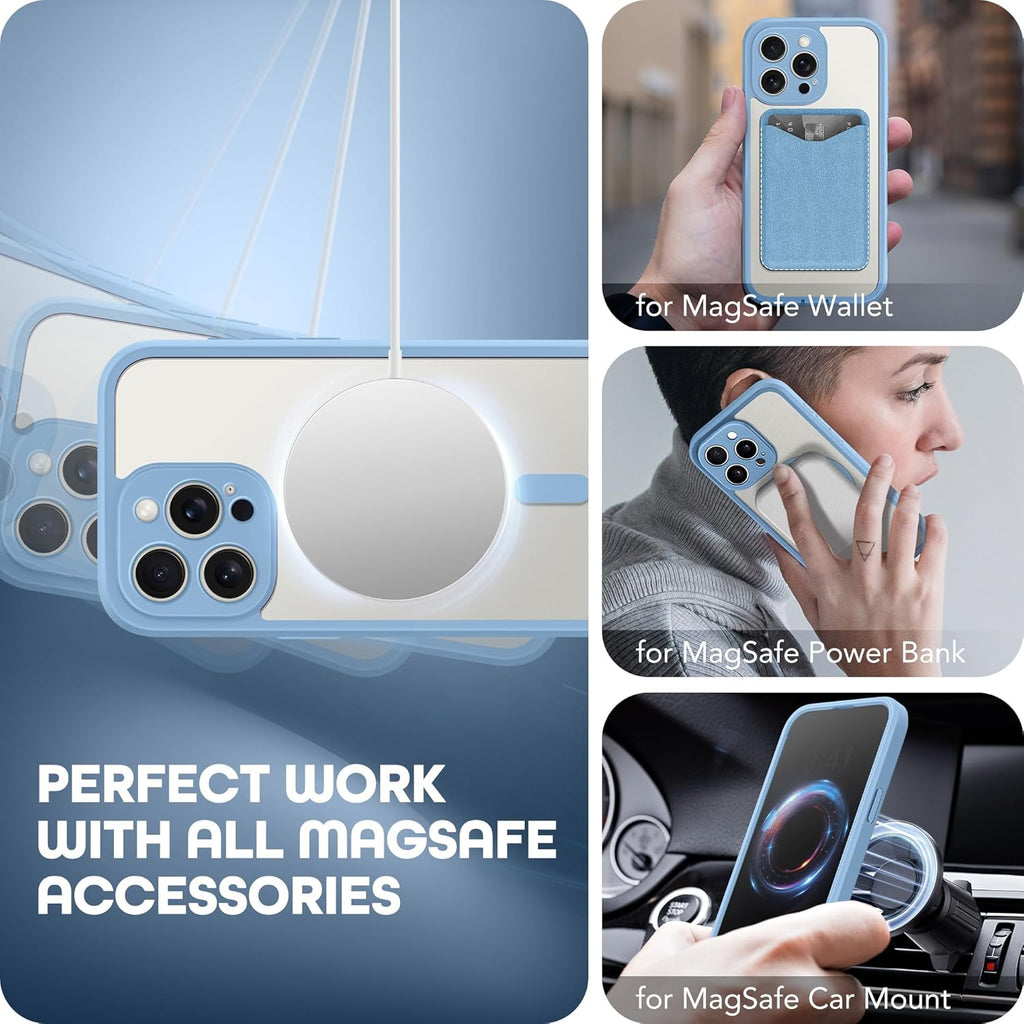 Magnetic for iPhone 15 Pro Max Case, Compatible with MagSafe, Built-in Privacy Screen Protector and Camera Protection, Anti Spy Full Body Dustproof Shockproof Hard Phone Case 6.7", Sky Blue
