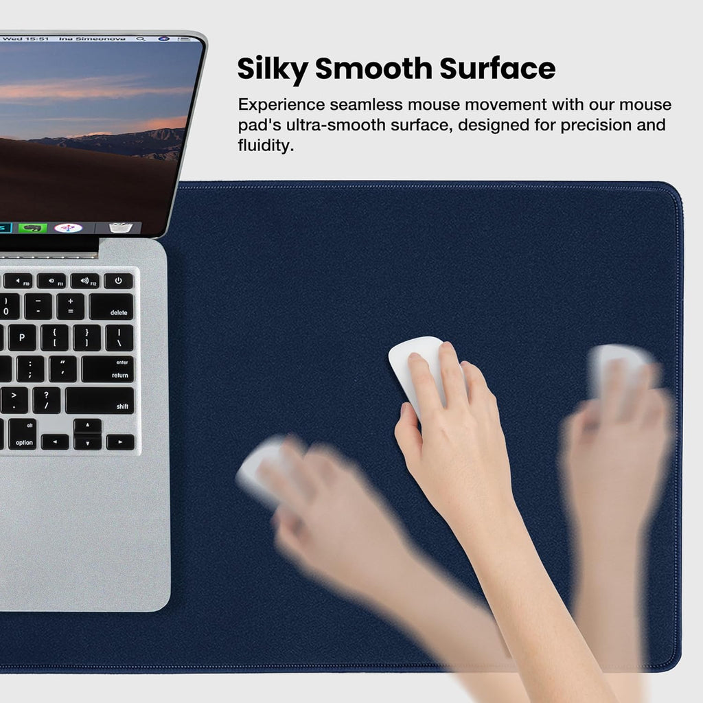 ALOANES Waterproof Mouse Pad with Durable Stitched Edge, XXXL gaming Keyboard Pad, Non-Slip Rubber Base Mouse Mat, Extended Desk pad for Gamer, Office & Home, Dark Blue Mousepad 35.4''x 15.7''x 0.12''