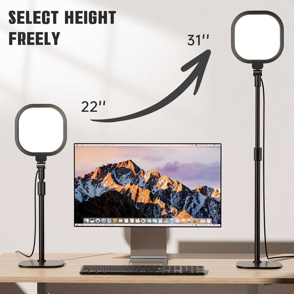 2 Packs Video Conference Lighting Kits, Dimmable Desk Ring Light with Stand and Phone Holder, Computer Laptop Light for Zoom Meeting, Video Calls, Live Streaming, Podcasting, Video Recoring