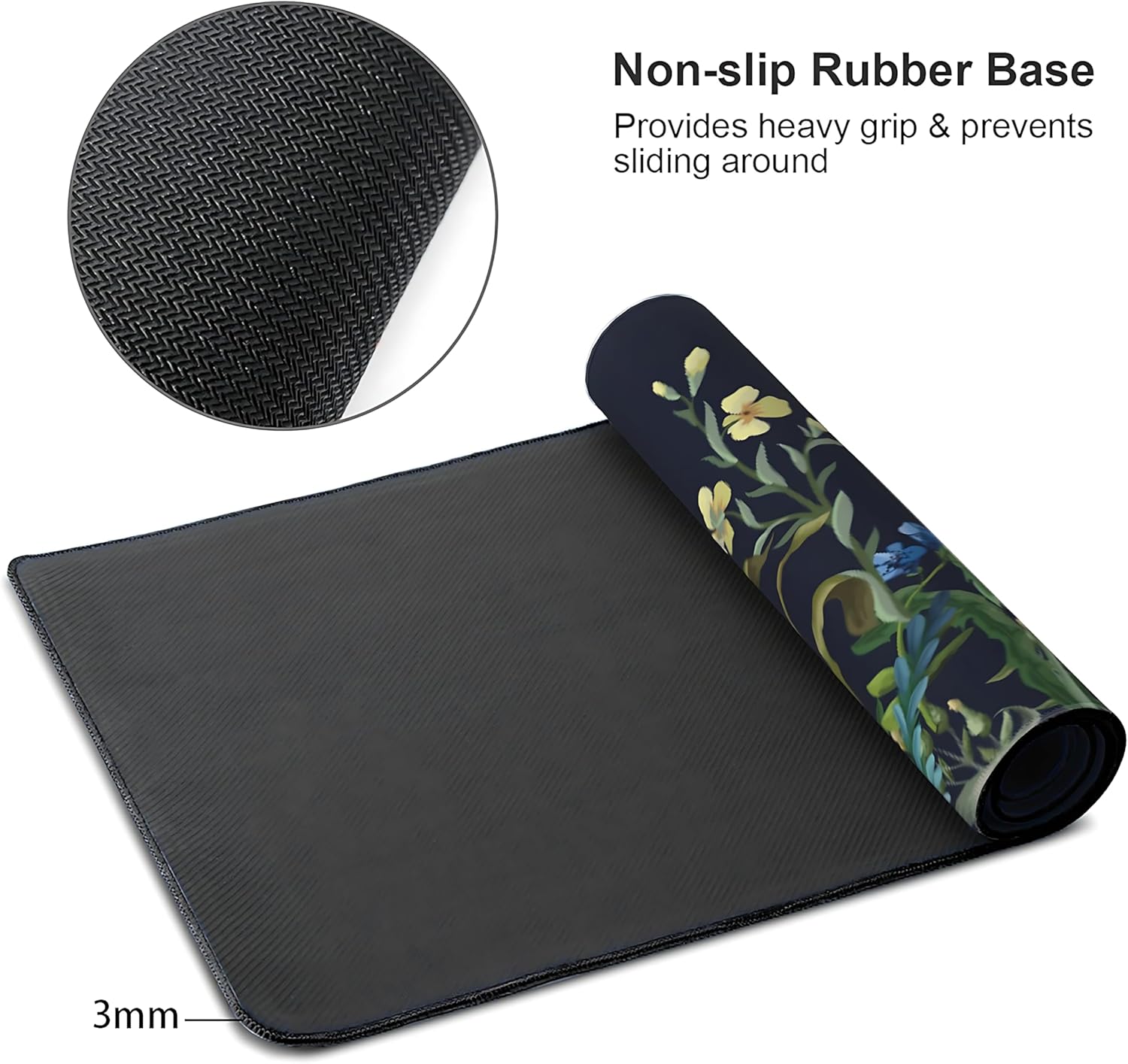 Weeds Flowers Large Mouse Pad,Gaming Keyboard Desk Pad,Extended Mouse Mat Non-Slip Rubber Base with Stitched Edges for Office Game Home XXL 35.4"x15.7"