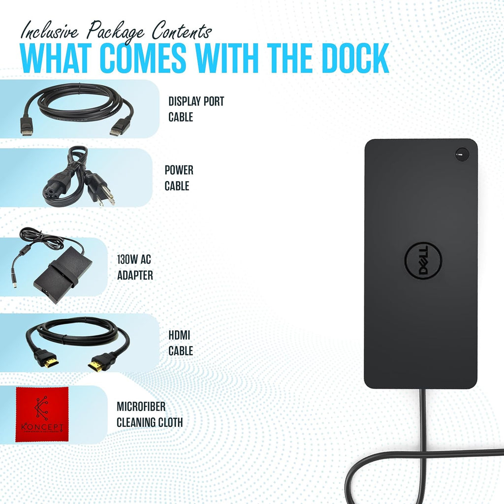 Dell D6000S Universal Docking Station USB C with 130W, HDMI & DP Cable (Renewed)