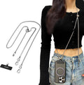MAGEASY Crossbody Phone Chain Strap - Universal Metal Crossbody Phone Lanyard With Adjustable Length, Chic Cell Phone Necklace Crossbody Strap for iPhone & Android Phones - Silver Metal