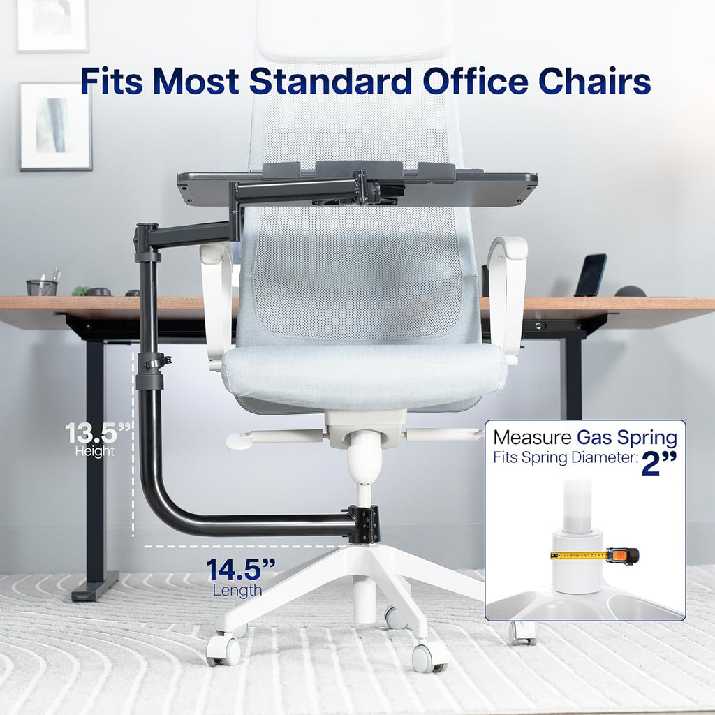 VIVO Office Chair Mounted 26 x 12 Inch Keyboard and Mouse Tray, Ergonomic Tilt, Full Motion 360 Degree Rotation, Black, MOUNT-KB18CP