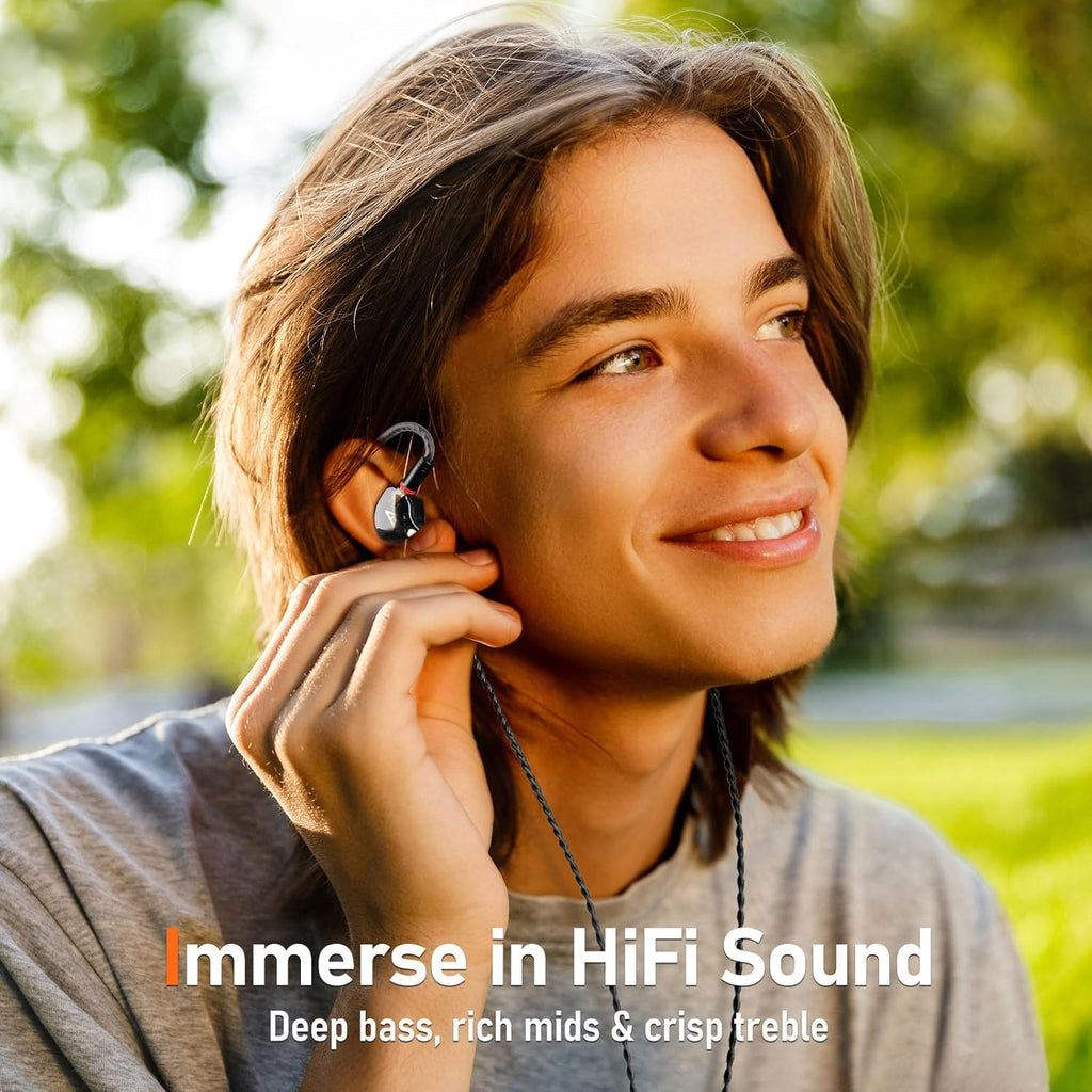 Vibes 202 Wired Earbuds - HiFi in Ear Monitor Headphones – Professional Noise-Isolating Ear Buds - Clear Sound, Deep Bass & Comfort-Fit IEM Earphones - MMCX to 3.5mm, Silver Plated Cord, Carrying Case