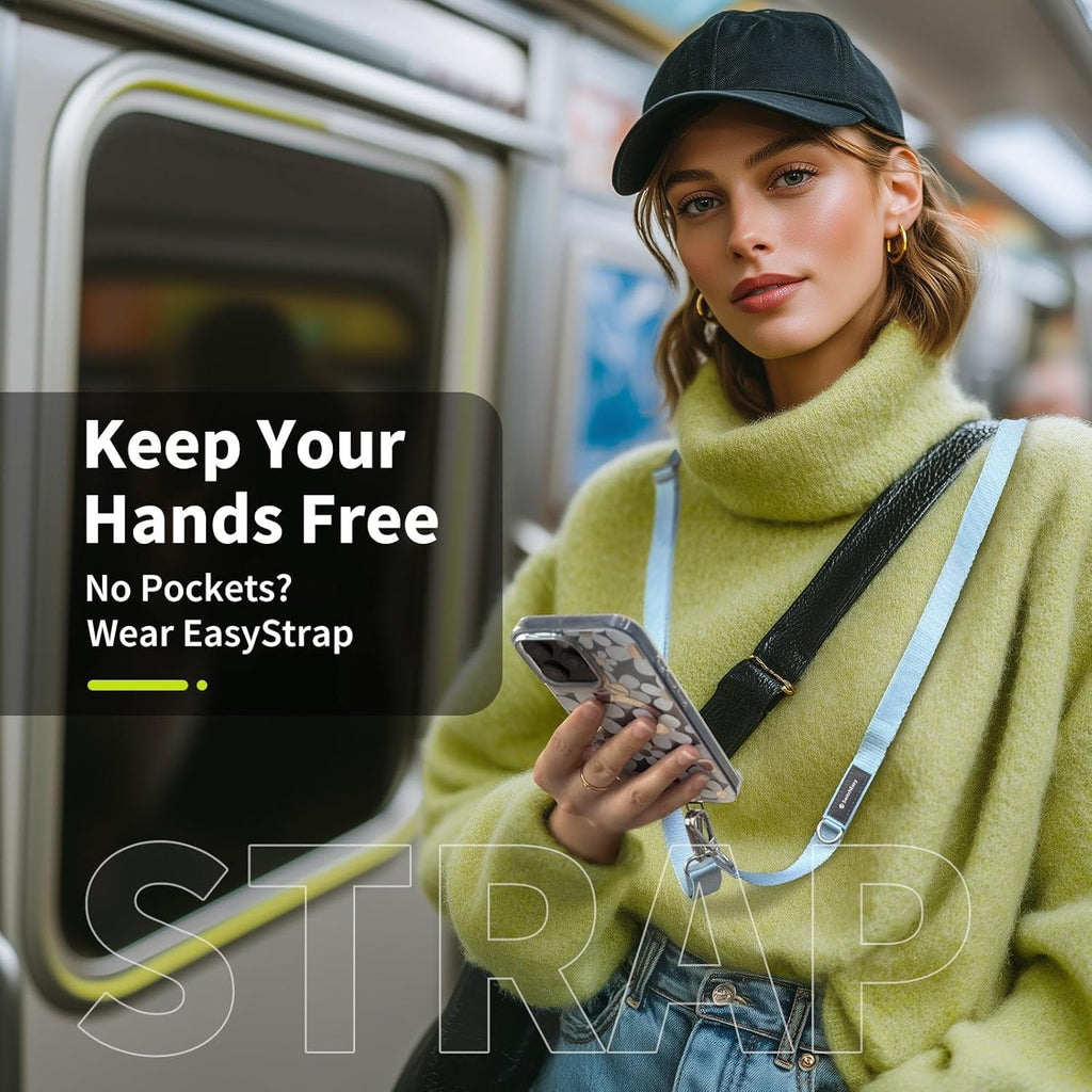 SWITCHEASY 20mm Adjustable Crossbody Phone Strap Compatible with Most Phones, Anti-Theft & Ant-Drop, Hands Free for Phone Lanyard Crossbody with Strap Card Phone Tether Tab- EasyStrap (Concrete Gray)