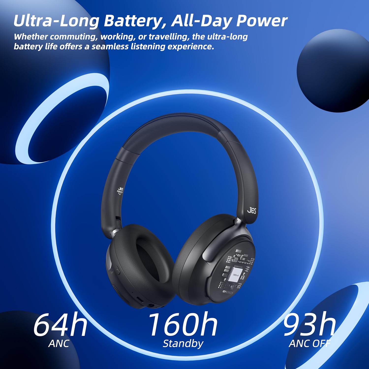Active Noise Cancelling Headphones,Wireless Headphone with Transparent Mode,Hi-Res Audio,Deep Bass,160H Playtime,Foldable Storage Over Ear Bluetooth Headset for Daily Use/Gaming/Work/Travel-Beige
