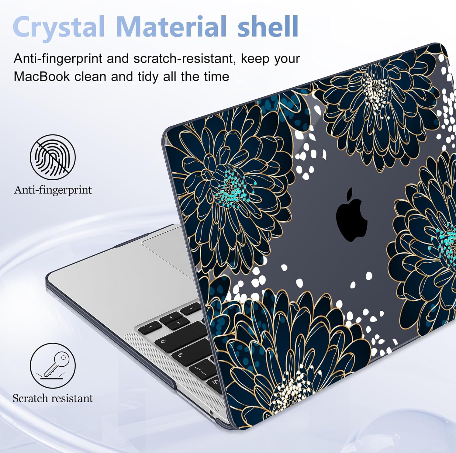 Case for MacBook Pro 13 inch with/Without Touch Bar (2016-2022, M2 A2338 M1 A2289 A2251 A2159 A1989 A1706 A1708), Hard Shell + Keyboard Cover + Dust Plug, Luxury Floral